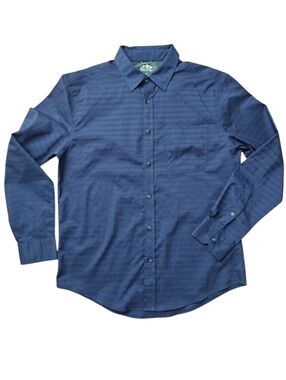 Pacific Outfitters Performance Navy Blue Textured Button-up Shirt - Size Medium